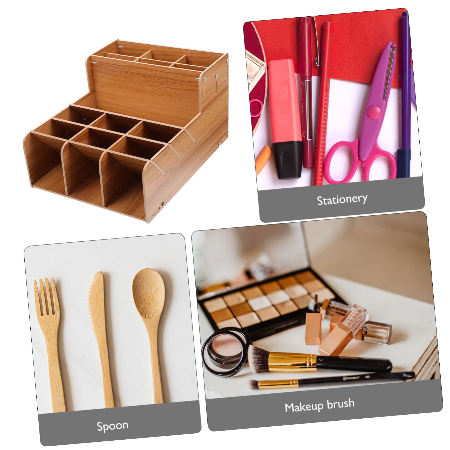 Organizzatore da Scrivania in Legno Robusto e Liscio, Portapenne e Porta Documenti Compatto per Ufficio e Organizzare Scrivania Design Semplice e Funzionale