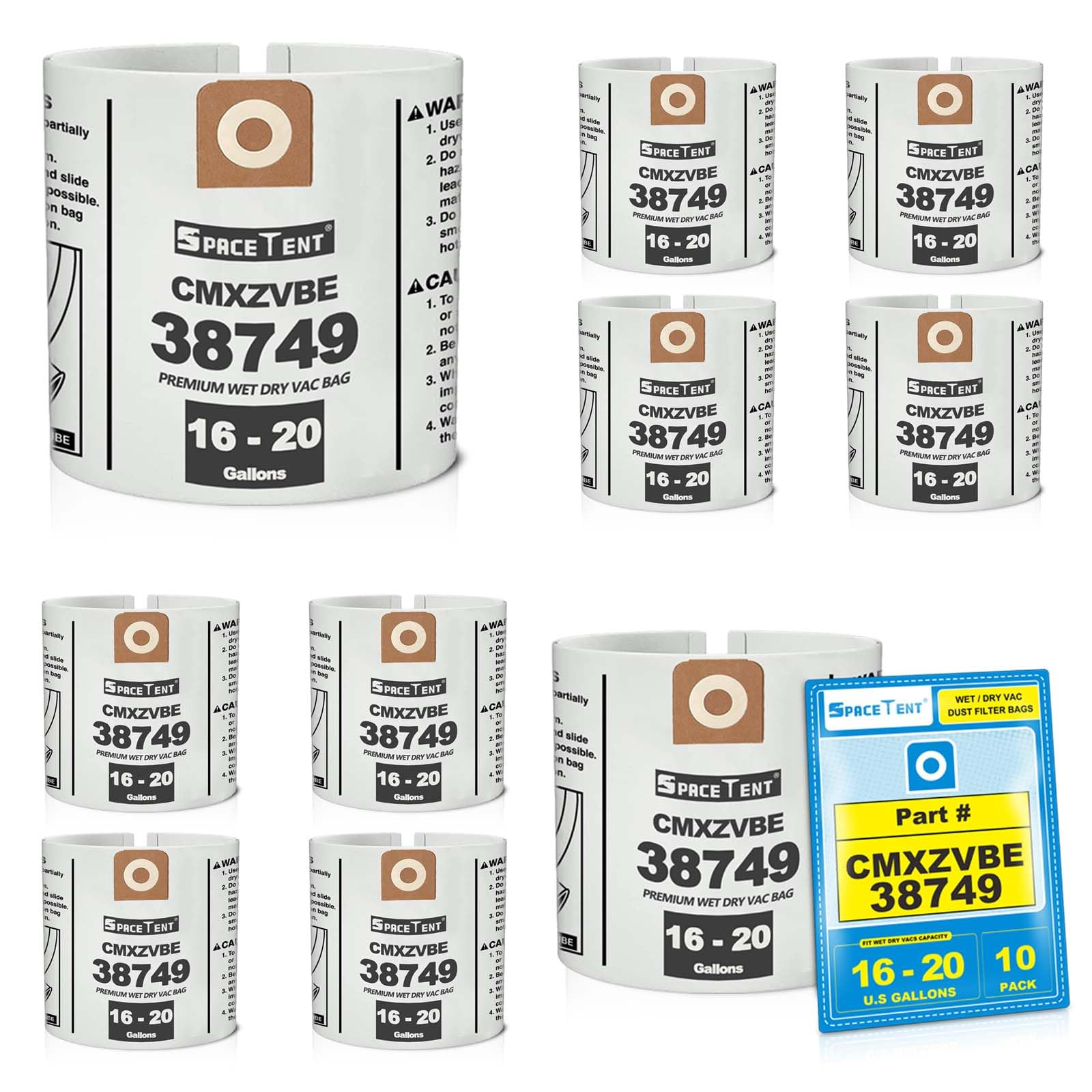 Amazon.com: SpaceTent 10 Pack CMXZVBE38749 Shop Vac Bags for