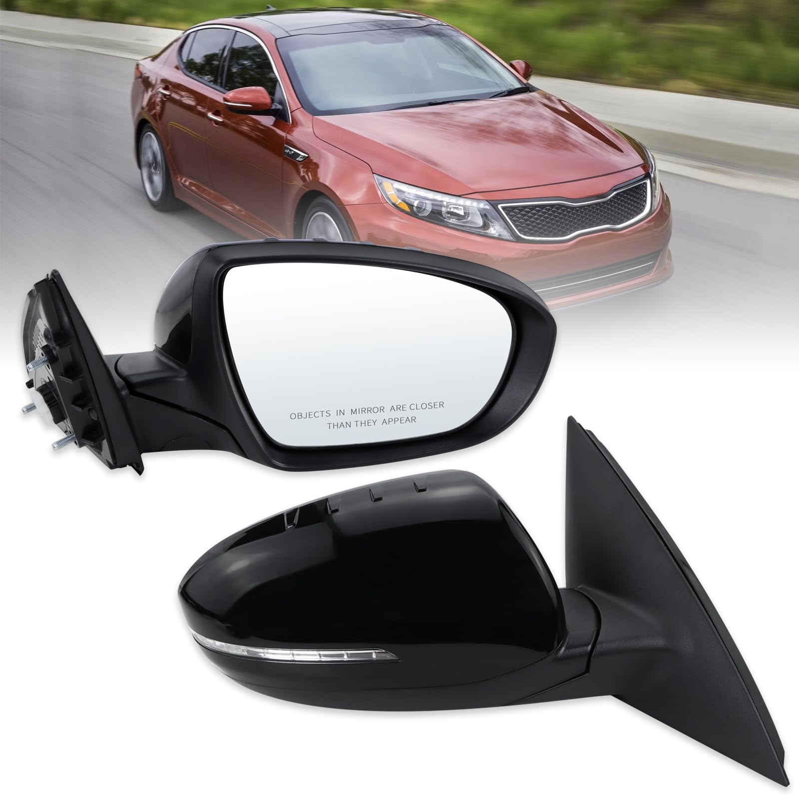 Espejo Retrovisor Lateral Derecho Con Luz Intermitente Y Calefacción Para Kia Optima 2014-2015, Color Negro