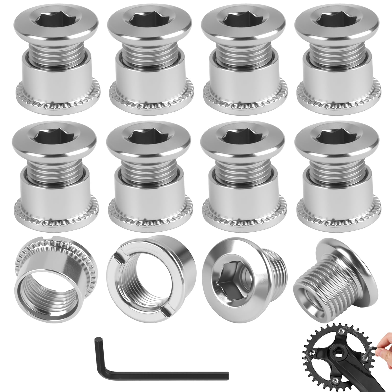 Tornillos para Platos de Cadena con Llave Allen, Individuales y Dobles para MTB Bicicletas Carretera, Piezas Repuesto Kettenblatt