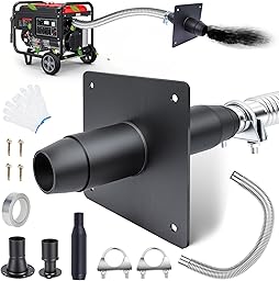 Generator Silencer Kit, Universal Generator Silencing Kit with Two Adapters, Generator Muffler Silencer Set with Wall Mounting Plate, Easy to Install, Black