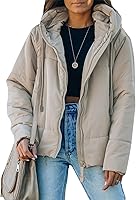 Dokotoo Women's 2025 Winter Hooded Puffer Jacket - Full Zip Short Oversized Coat with Pockets for Warmth & Style