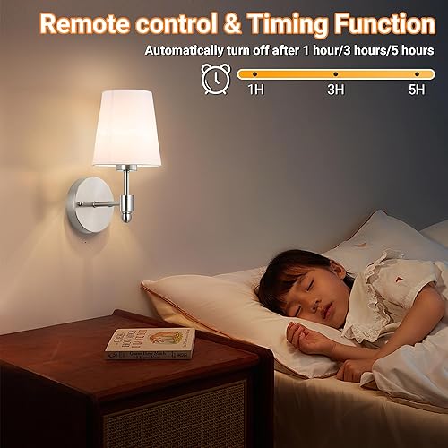 Miniatura 6 de Juego de 2 apliques de pared a pilas, luz de pared inalámbrica con bombilla magnética recargable RGB de 10000 mAh, aplique de pared recargable con