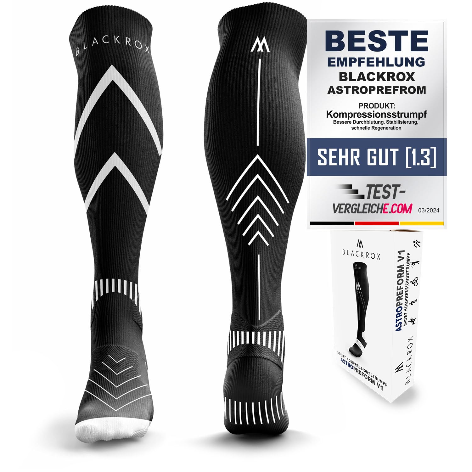 BLACKROX Astropreform sportowe skarpety uciskowe, precyzyjne, dla kobiet i mężczyzn, długie, uniseks