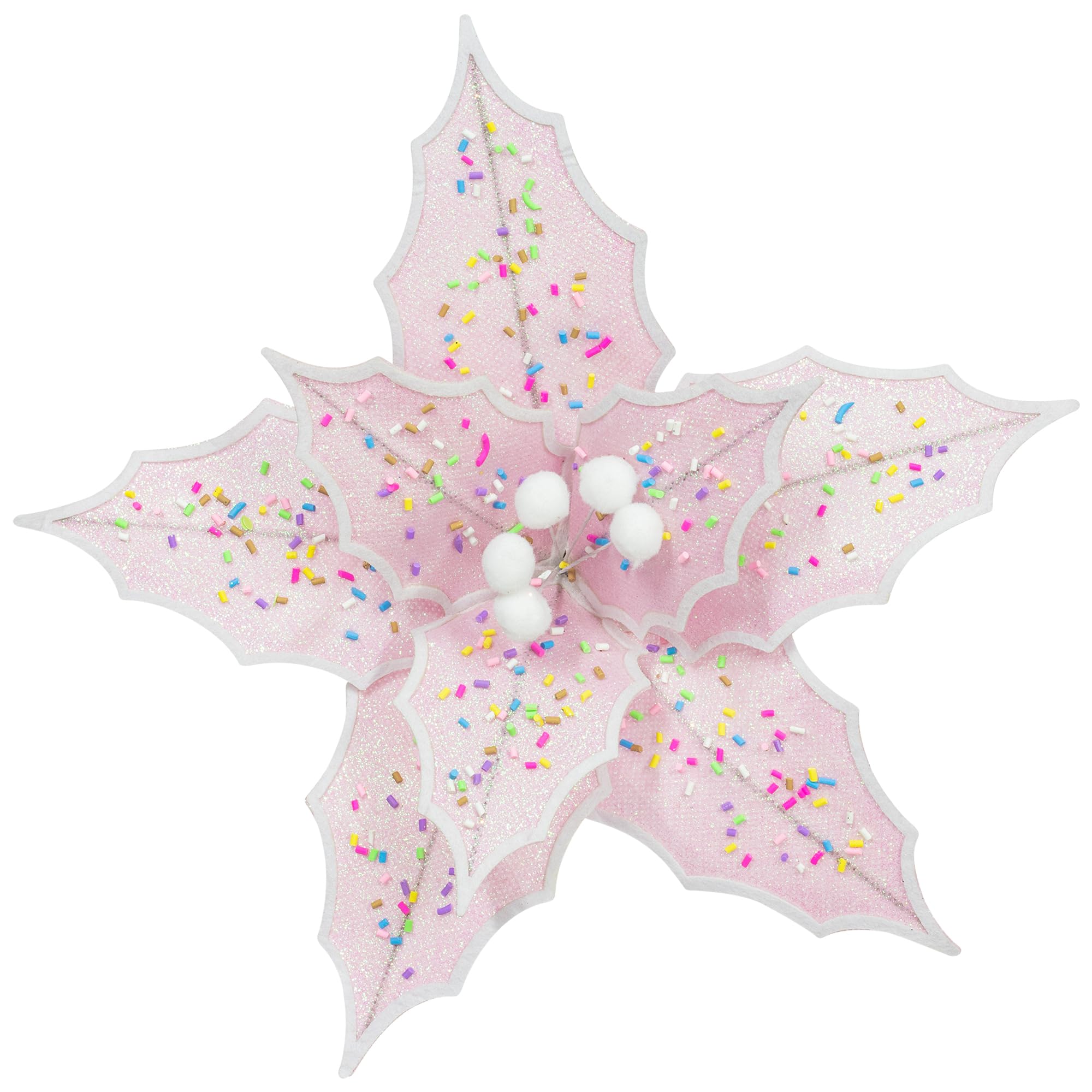 6pcs Christmas Tree Poinsettia Flowers 12-Inch Candyland Christmas Tree Decorations Floral Display (Pink)