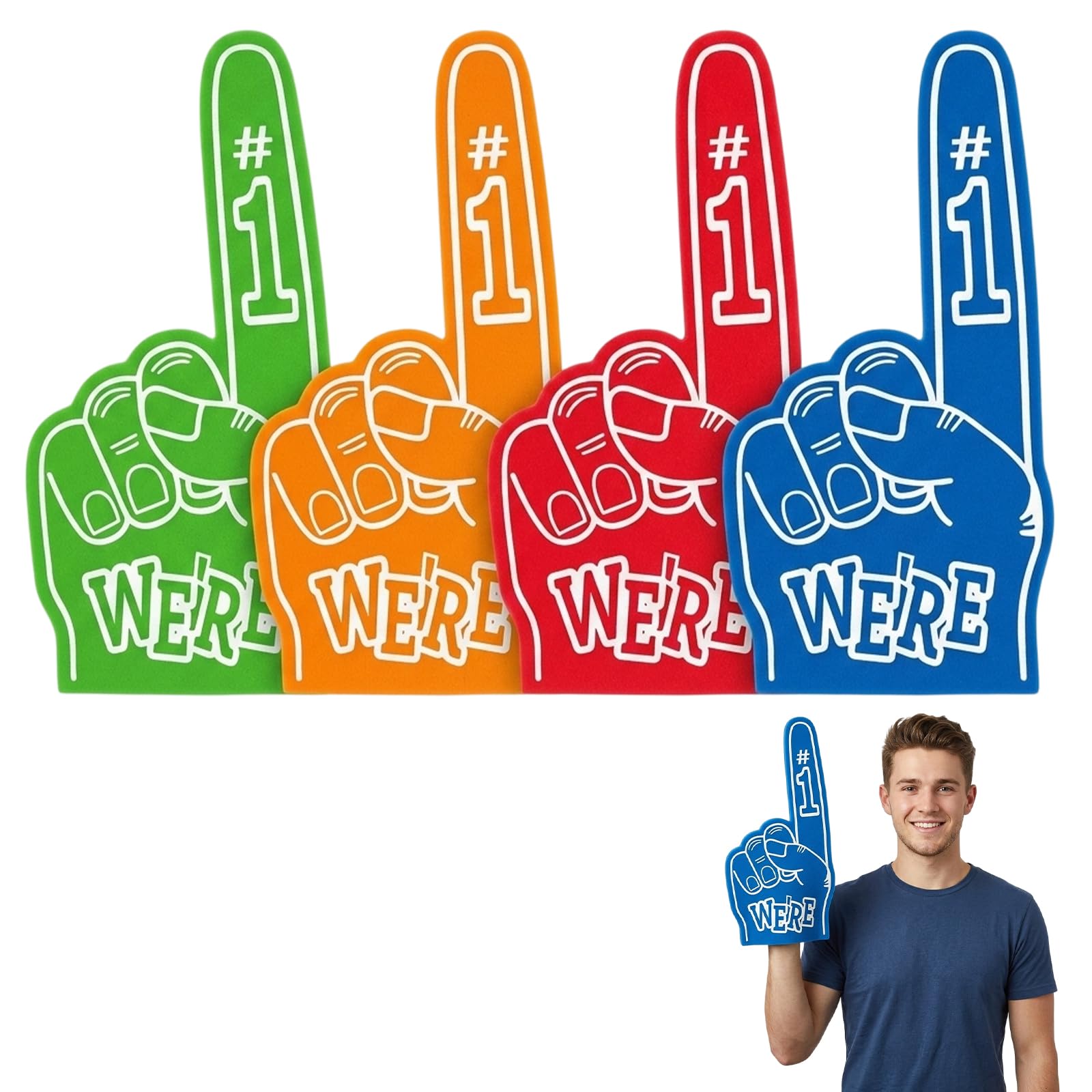 4 Pcs Foam Hands, Gladiators Foam Finger, Cheering Gloves for Sports Events, Foam Fingers for Sports Games Team Spirit and Cheering Parties