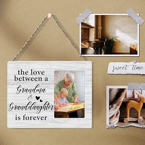 Vista 22 de Nurawo Marco de fotos de madera rústica con texto en inglés "Sister I Got to Choice", marco de fotos de madera para mesa o pared