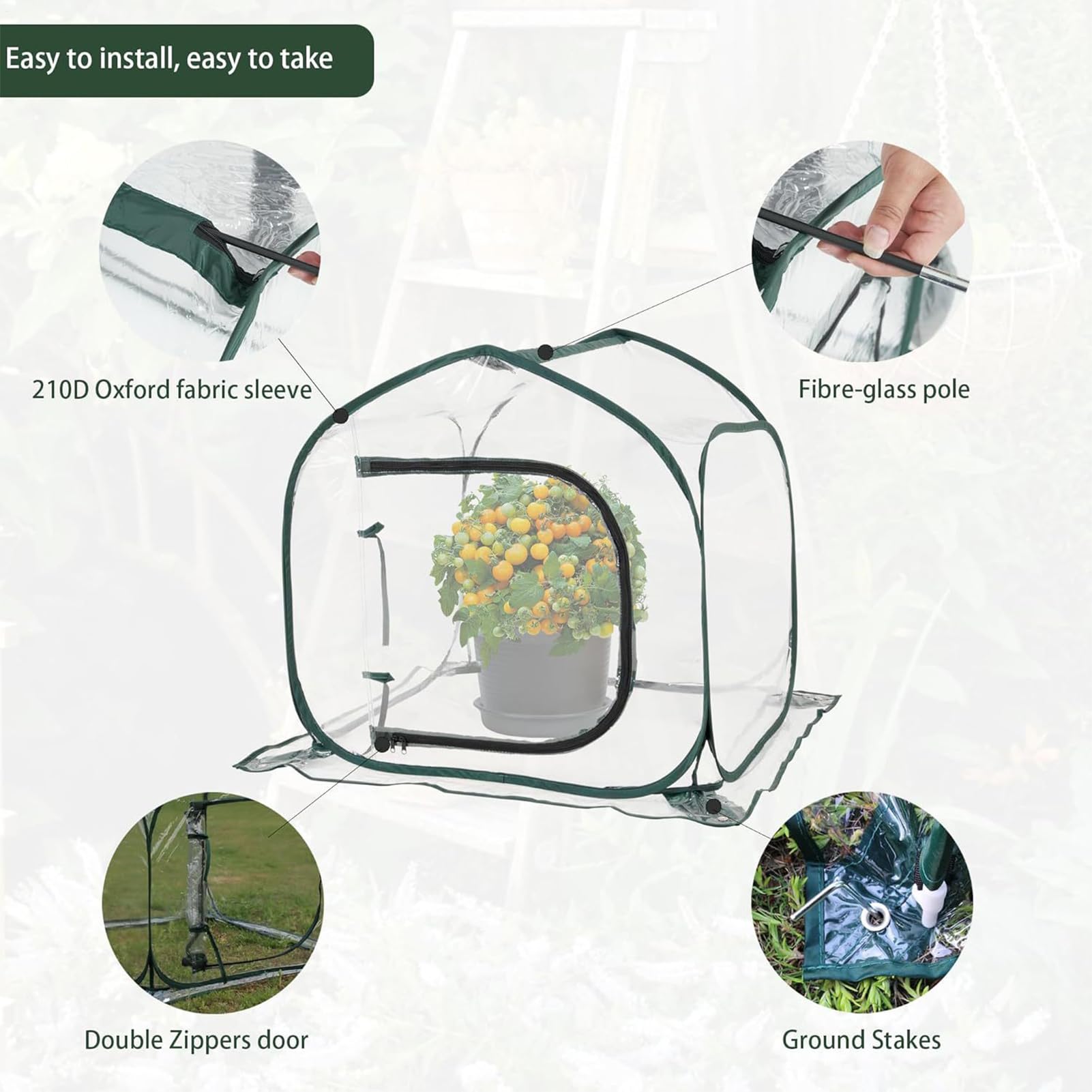 Cubierta para plantas, protección contra el clima frío, cubierta abierta para plantas de invierno, accesorio de jardinería duradero para parches de fresas, patio, huertos, jardín, patio, arbustos