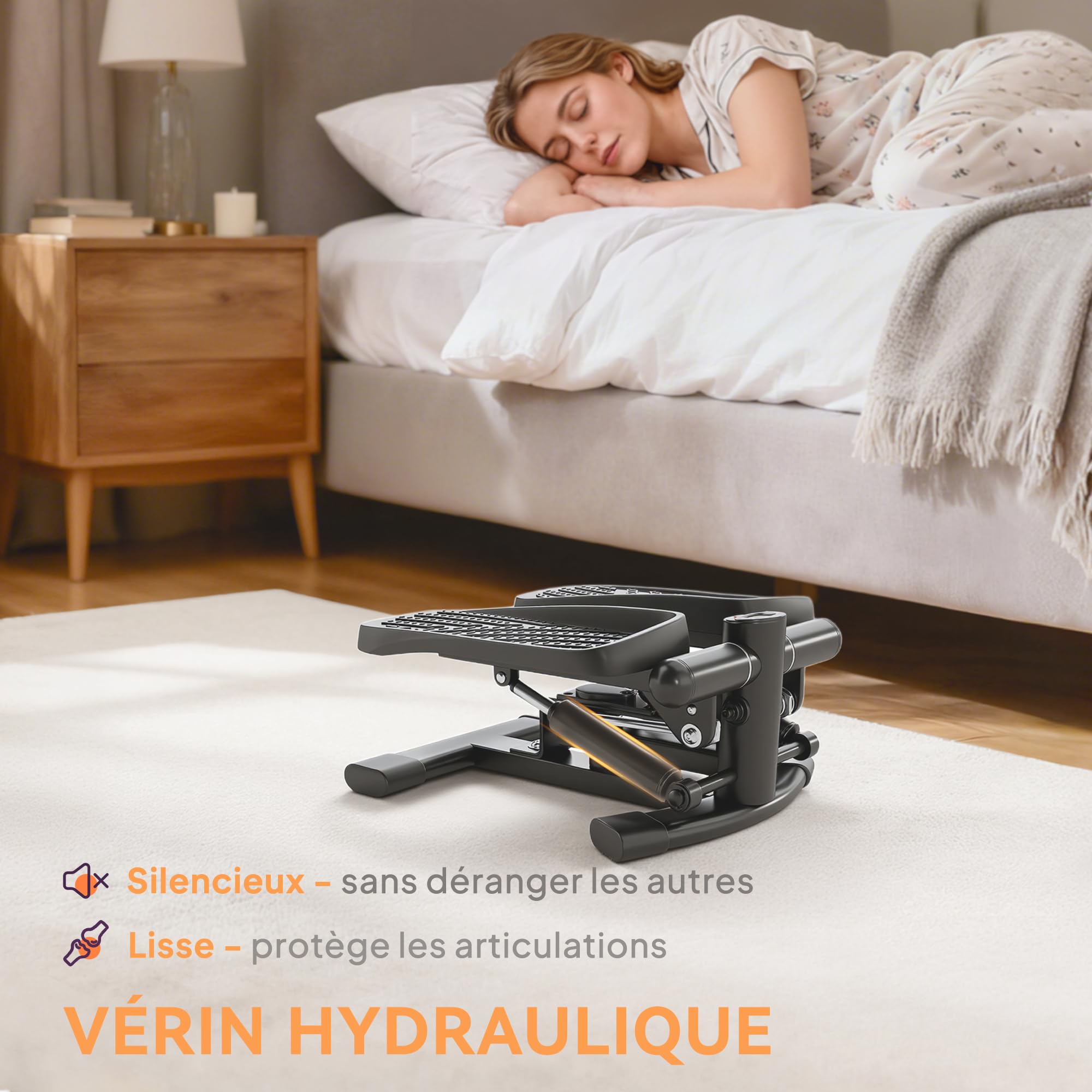 SPORTNOW Mini Stepper Fitness, Stepper Disque de Torsion de la Taille 2 en 1 pédales antidérapantes surdimensionnées, écran LCD, Hauteur réglable, 100 kg, pour la Maison Gym Aucun Assemblage requis