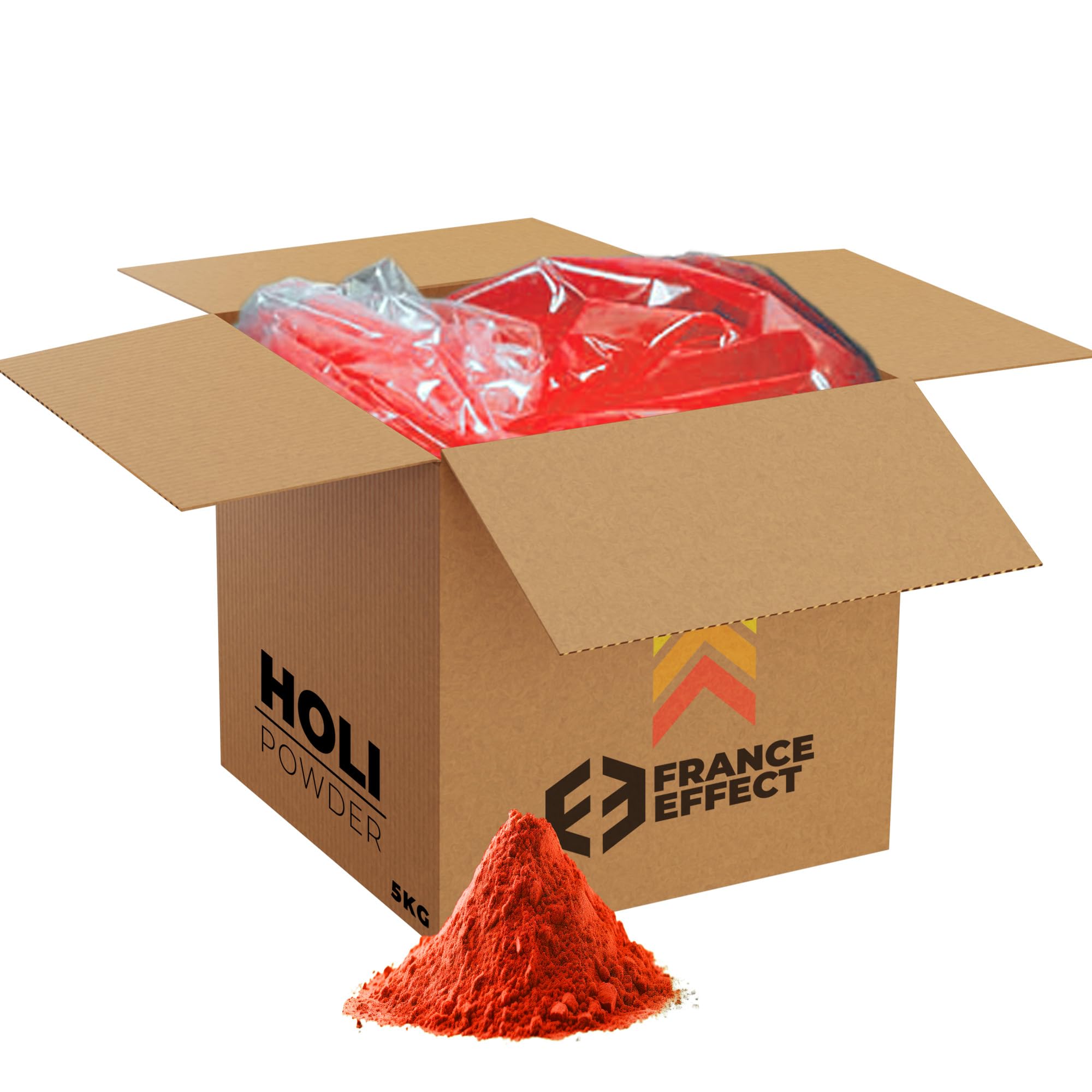 Poudre Holi - 5 Kg de poudre Holi Colorée - Format Maxi Économique - 100% Naturelle, Non Toxique - France Effect (Rouge)