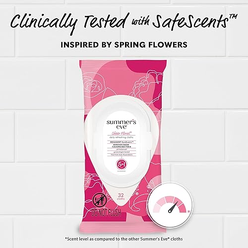 Miniatura 4 de Summer's Eve Toallitas de limpieza femeninas, Sheer Floral, 32 unidades, paquete de 12