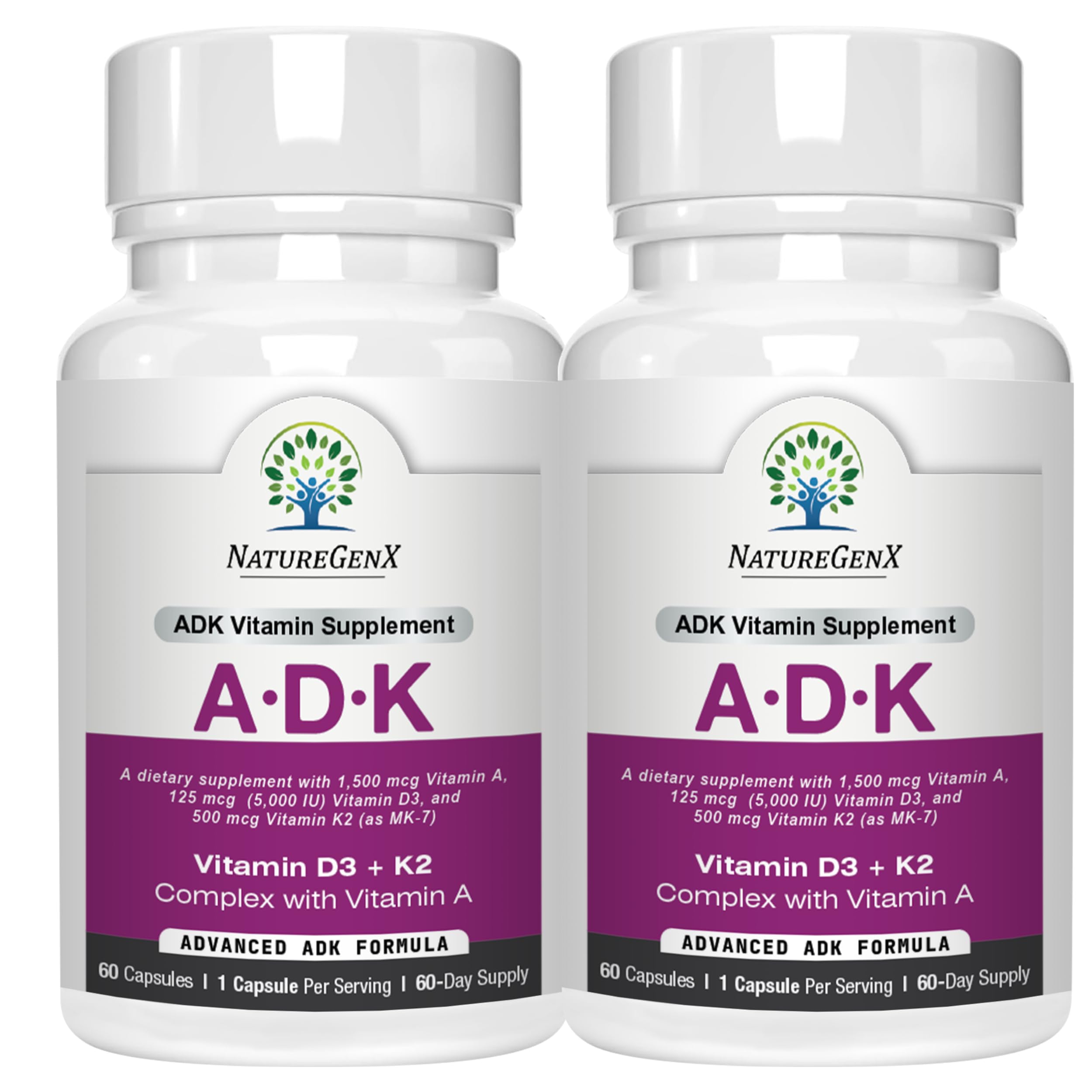 NatureGenX ADK Vitamin Supplement – Vitamins A, D3 & K2 MK-7 for Bone Health & Calcium Ab…