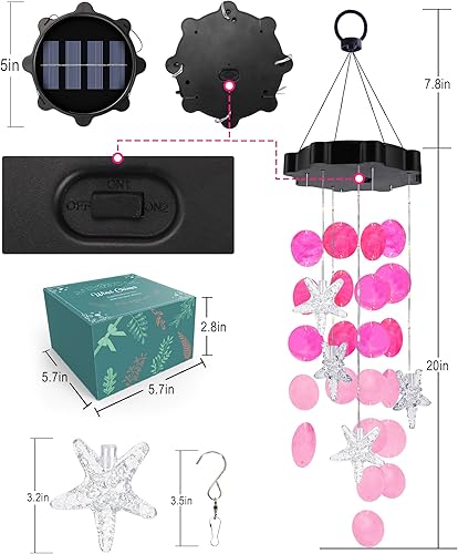 Vista 47 de Toodour Campanillas de viento solares para exteriores, luces colgantes de Pascua pastel con 2 modos, luces de conchas de luz regalos para mamá