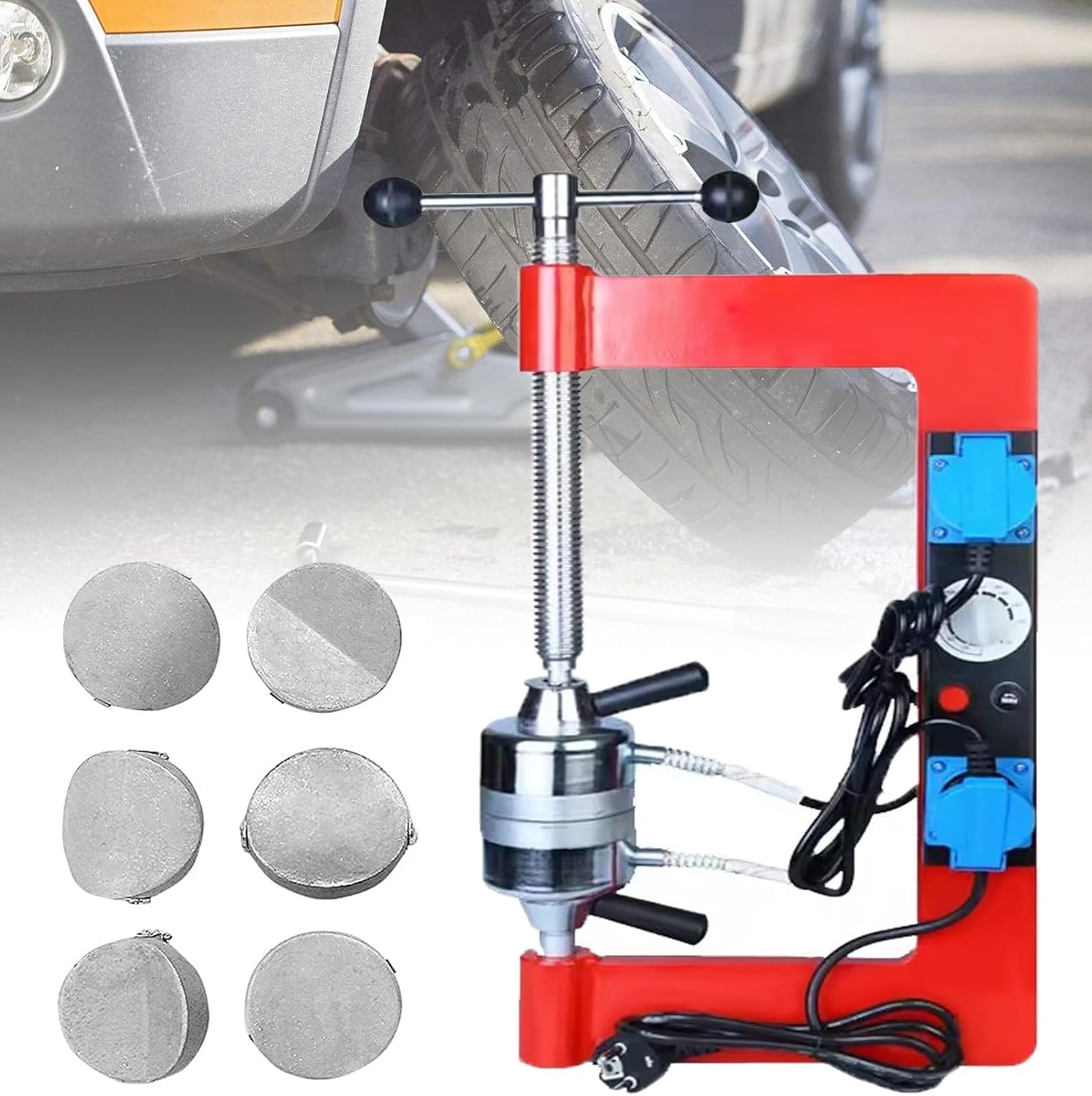 Cyzjprv Auto Tire Vulcaizer Tire Vulcaizig Machie Heatig Repair Machie Z 6 Formami 150-180 °c Garage Equipmet Zestaw Narzędzi Do Naprawy Rozrzutnika Opon