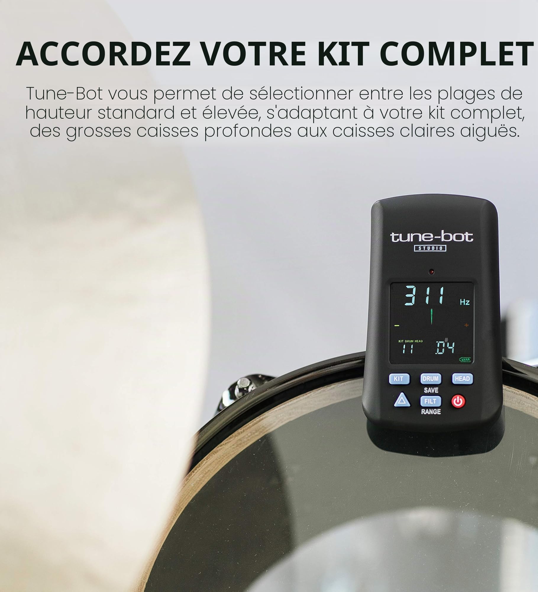 Overtone Labs - TUNE-BOT STUDIO - Accordeur électronique pour batterie - couleur noire