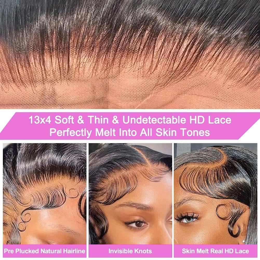 Short Bob Wig Human Hair 13x4 HD Lace Front Wigs for Women 180% Density 100% Brazilian Virgin Straight Bob Human Hair Wig Glueless Pre Plucked Natural Black Color 12 Inch