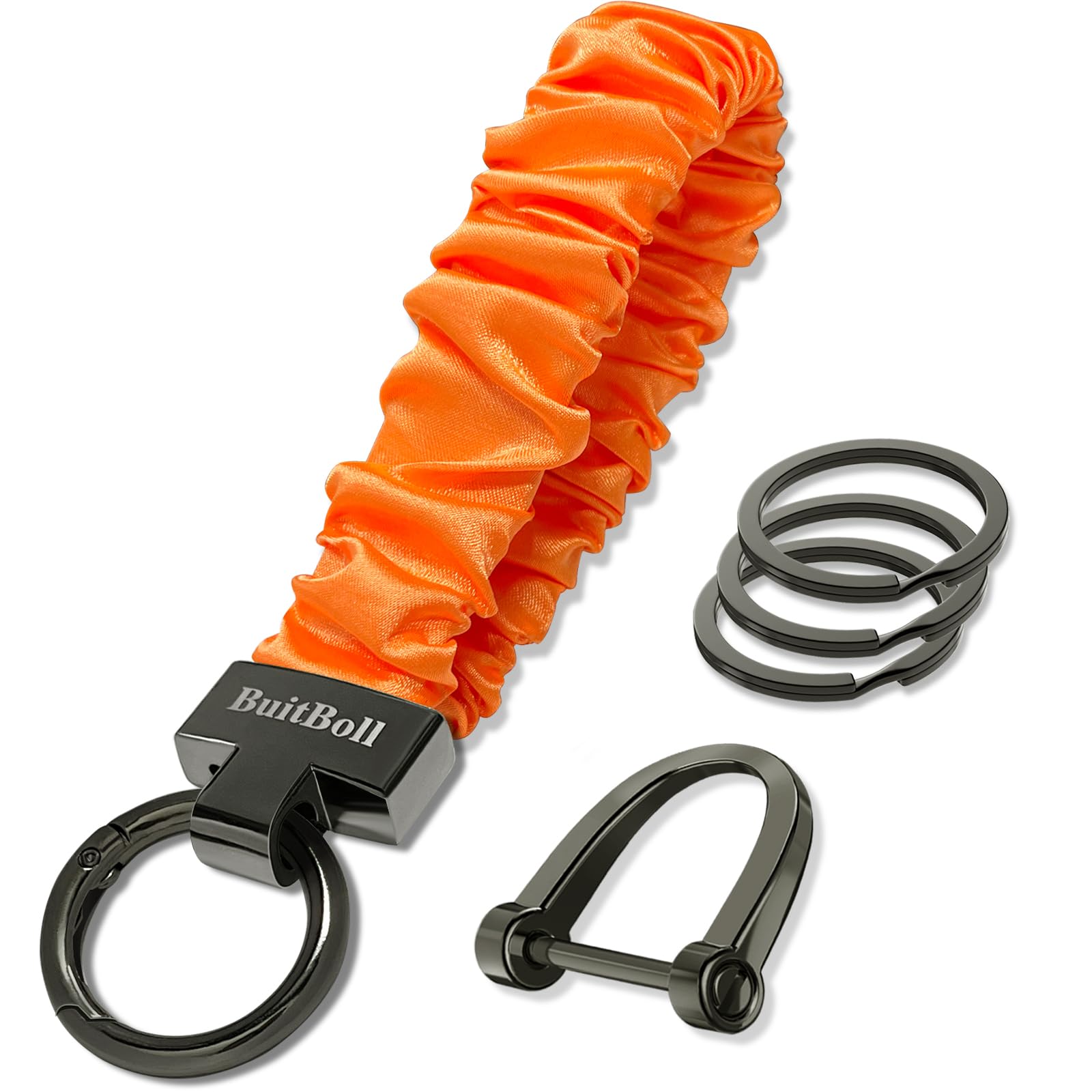 BuitBoll Keychain Wristlet, Stretchy Key Chain with D Key Ring Wrist Bracelet Key Strap for Women Girl Men