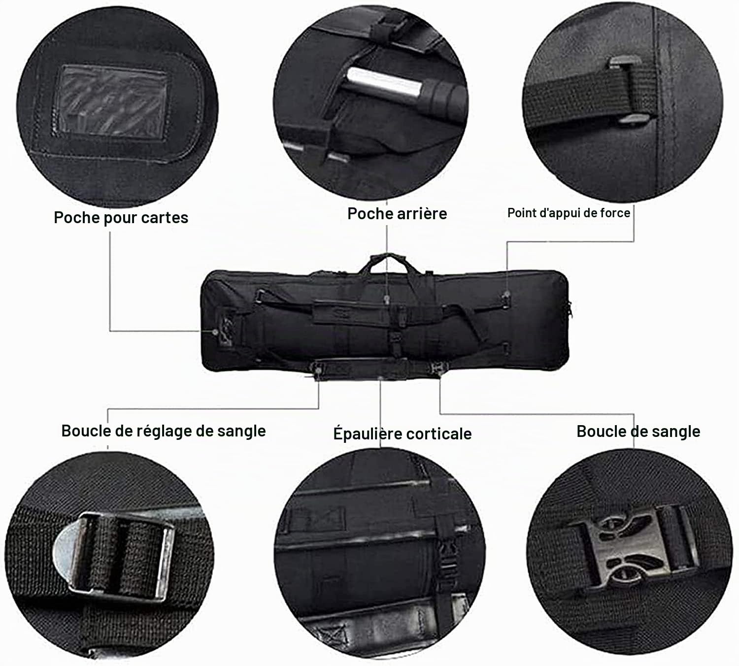 Housse De Transport pour Fusil À Air - Fusil De Chasse Rembourée Sac Tactical Double Rifle Mallettes pour Arme Longue Protection De Réplique Airsoft Black,120CM, Noir