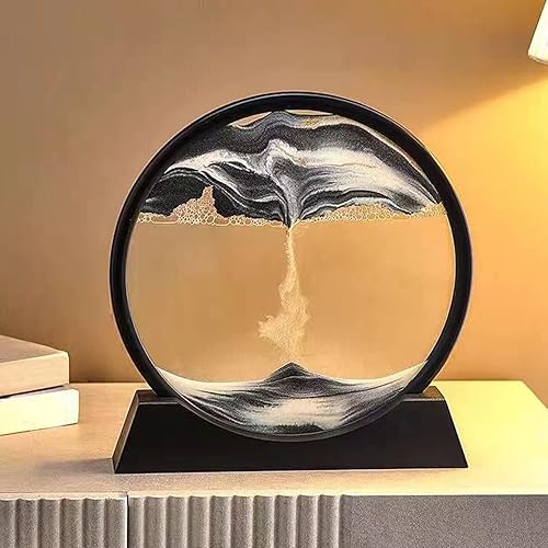 Miniatura 17 de Decoración de imagen artística de arena en movimiento, adornos redondos 3D dinámicos de paisaje de arena, panel de arena que fluye, temporizador