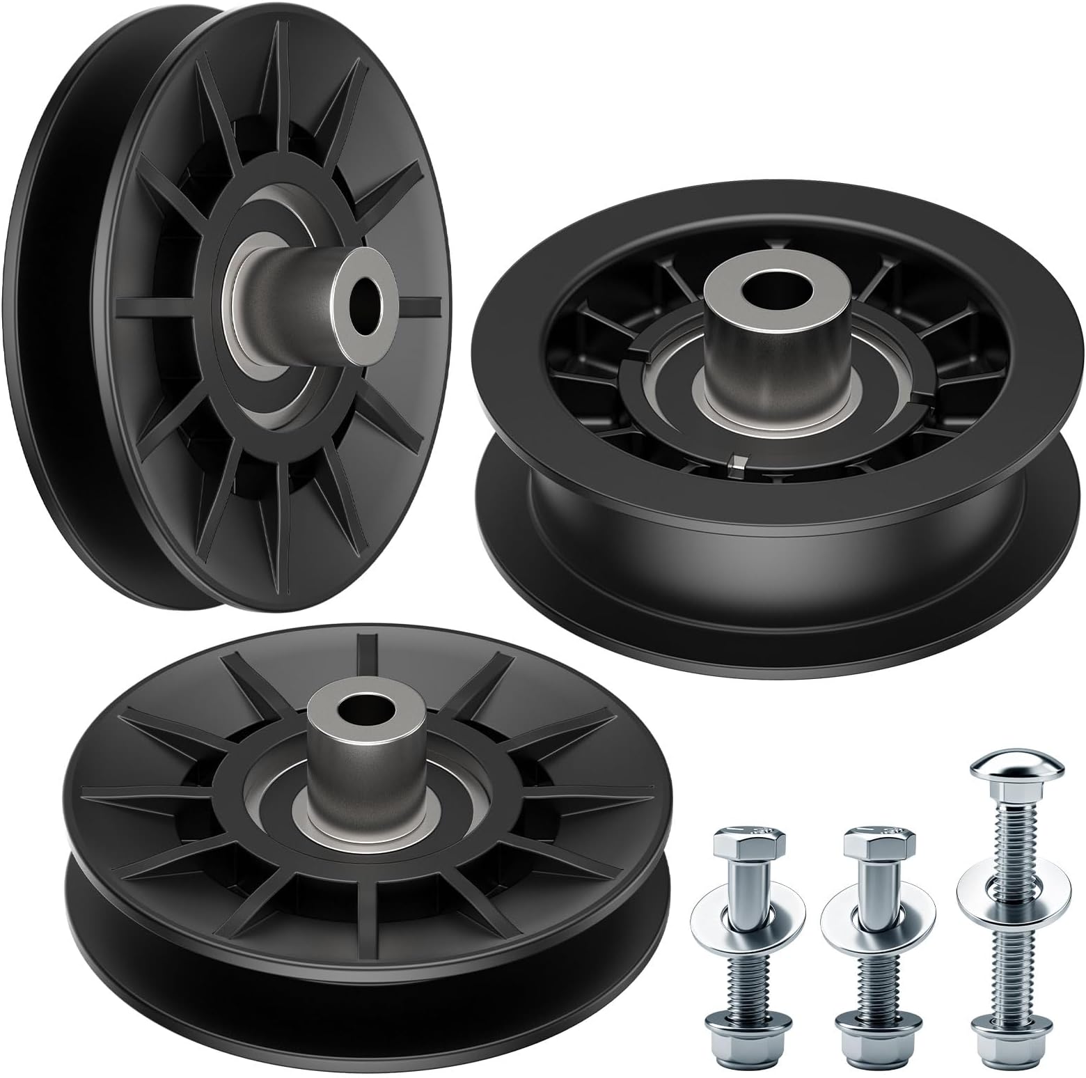 532194326 V-Groove Idler Pulley and 532194327 Flat Idler Pulley Kit Compatible with Husqvarna Riding Lawn Mowers, Replaces 280-6630, 194327, 705080, 13179, 705079, 194326, 280-6590, 194326