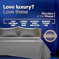 Vista 3 de TEXAS LINEN CO. Juego de 4 fundas de almohada de algodón egipcio premium tamaño estándar/queen - Fundas de almohada de lujo de algodón de alto Gris