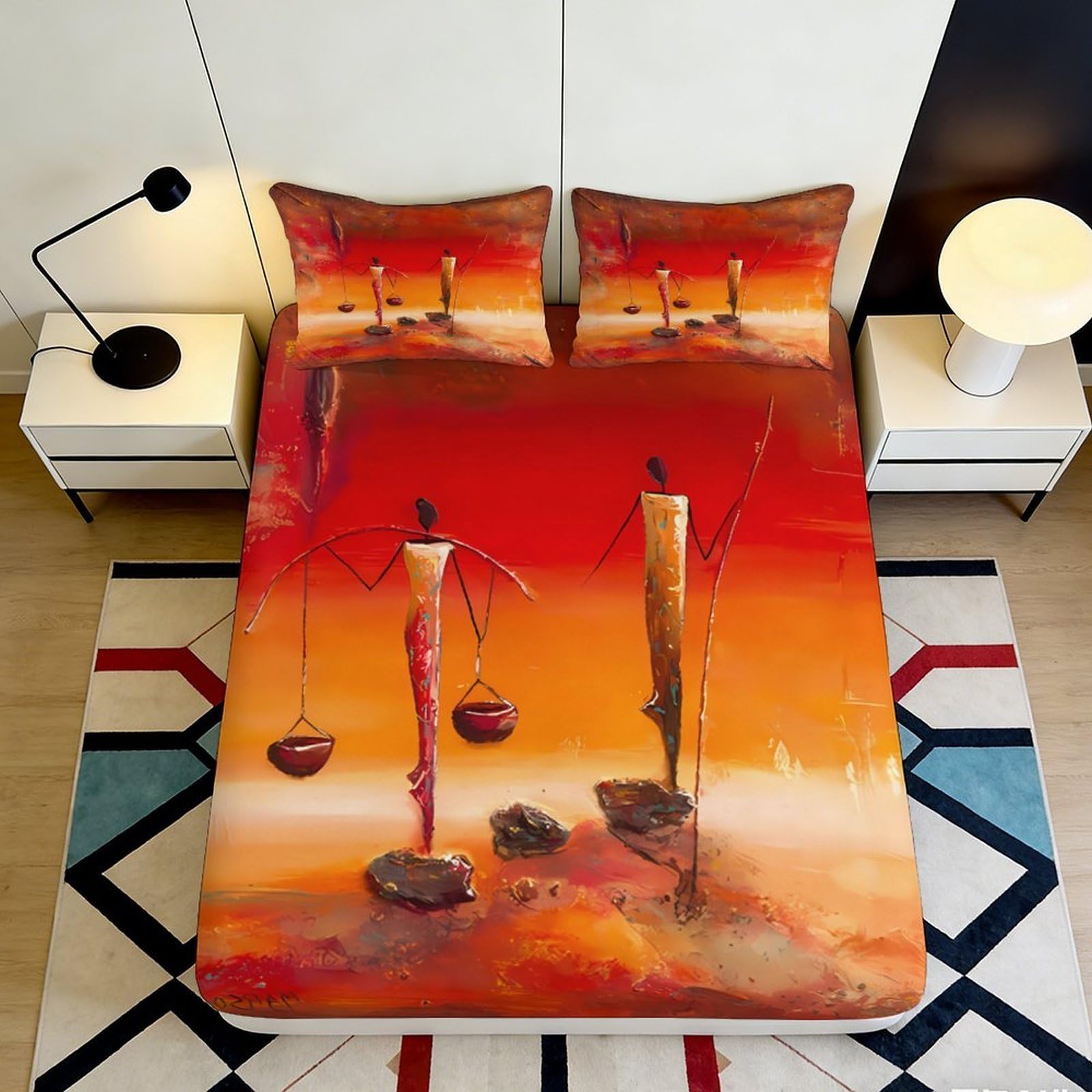 3D Printed African Sunset Fitted Sheet Microfiber Soft Non-slip Tribal Art Mattress Cover Bedroom Decor 90x200x25cm