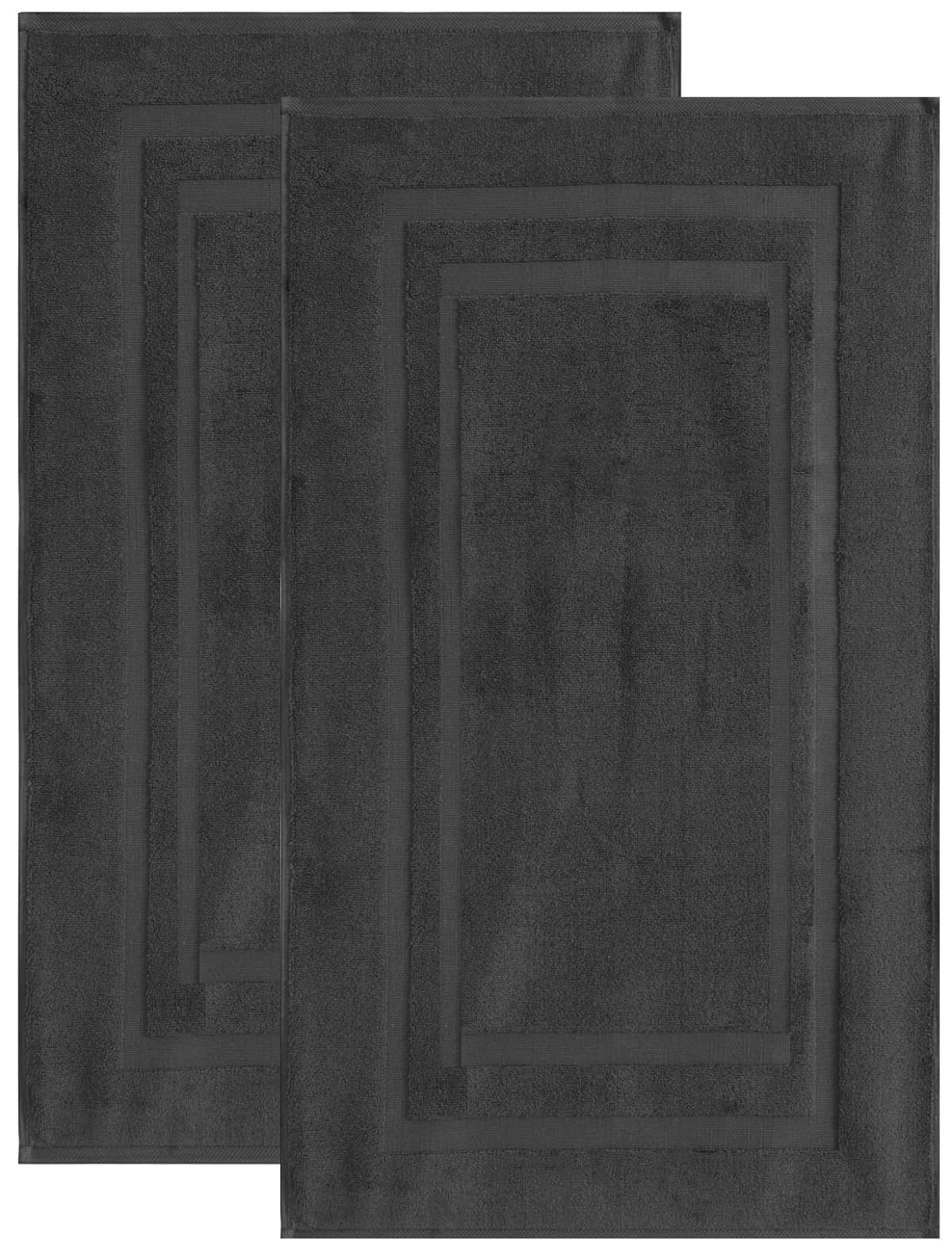 Set of 2, 4, 6 & 12 Luxury Cotton Bath Mat (50 x 70 cm) 100% Super Soft Terry Toweling Mats Carpet for Bathroom Rugs Shower Floor Towels Machine Washable Mat (2, Charcoal Grey)