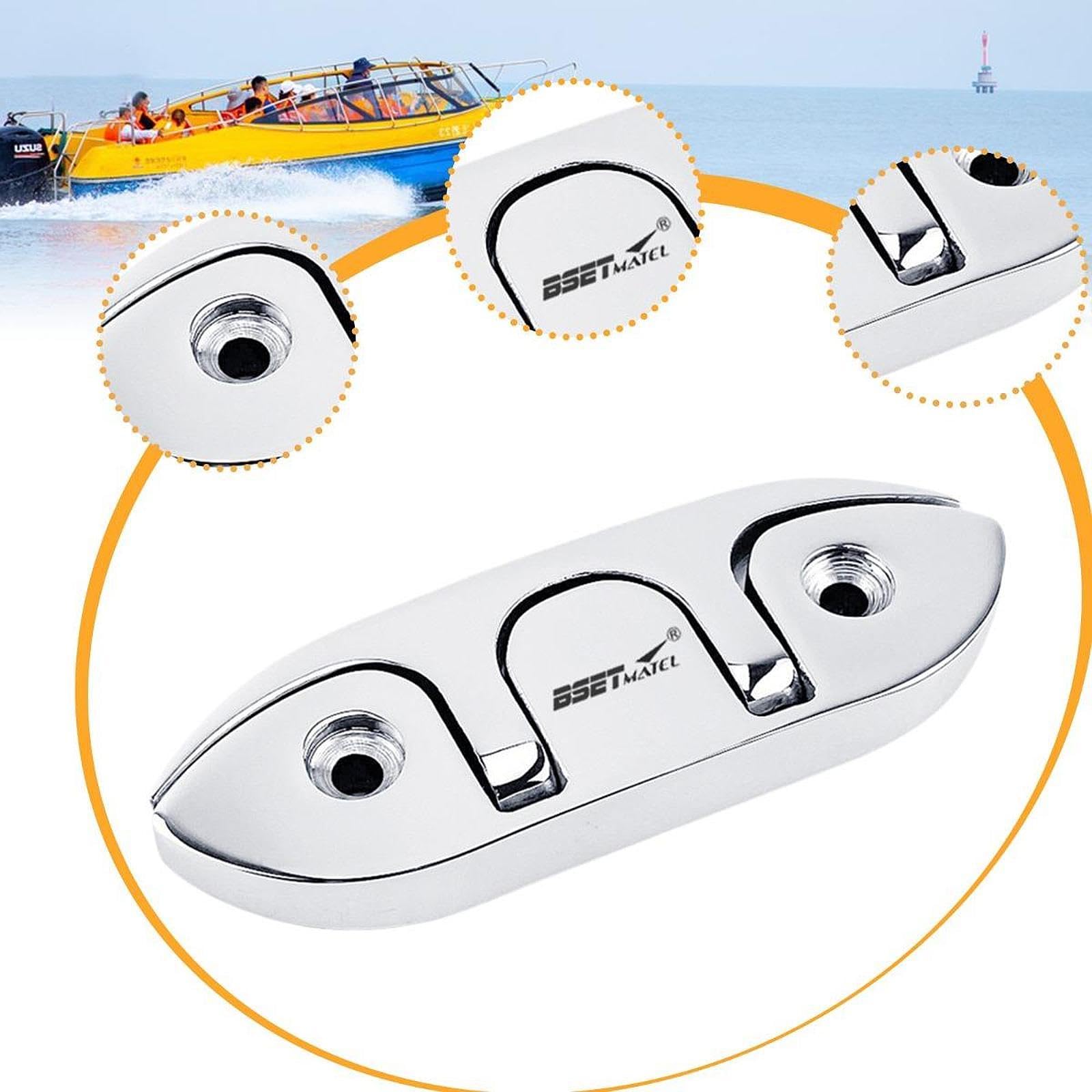 Colaxi Boat Dock Cleat Folding Professional Kayak Yacht Hardware Metal Marine Hardware Stainless Steel Rope Cleat Replacement Sturdy