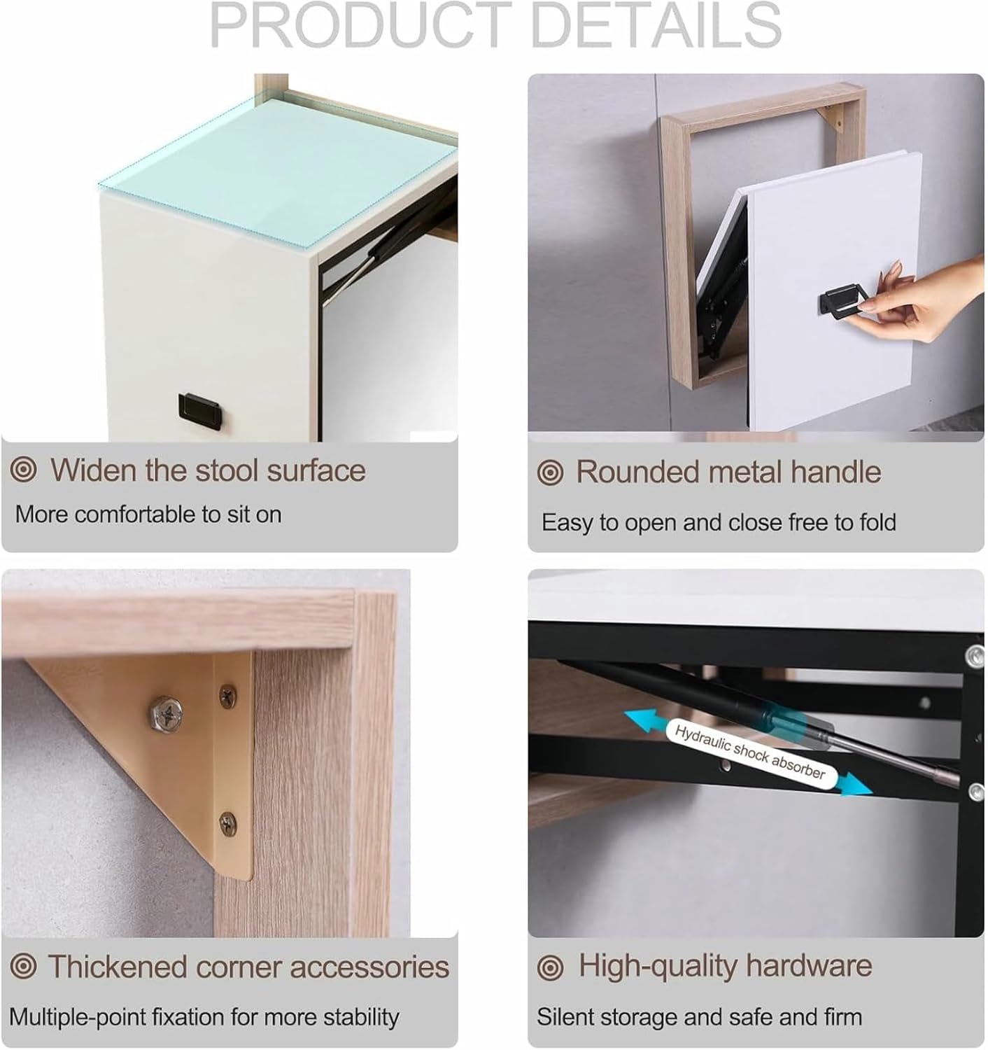 Shoe Bench Wall Mounted Shoe Changing Stool Space Saving Invisible Shoe-Changing Stool, Entryway Solid Wood Wall Bench for Entryway Bathroom Hallway