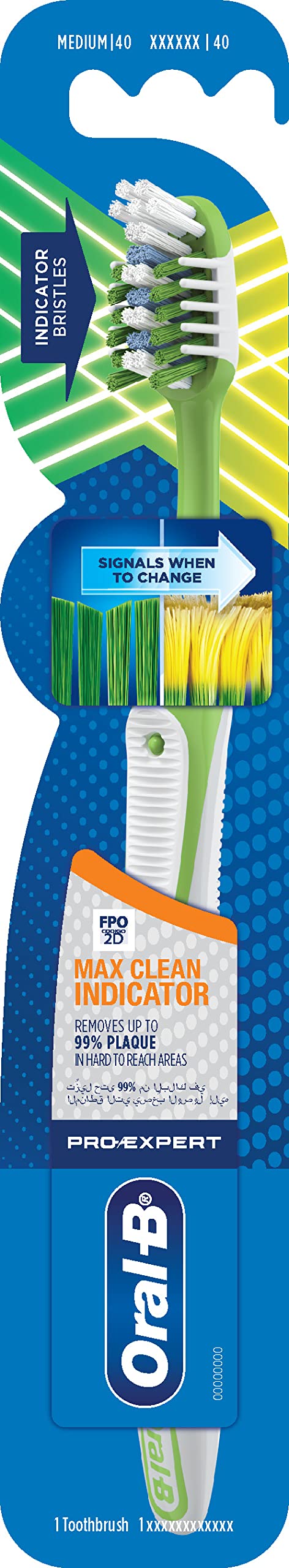 Pro-Expert Max Clean Indicator Manual Toothbrush, Medium, 1 Count