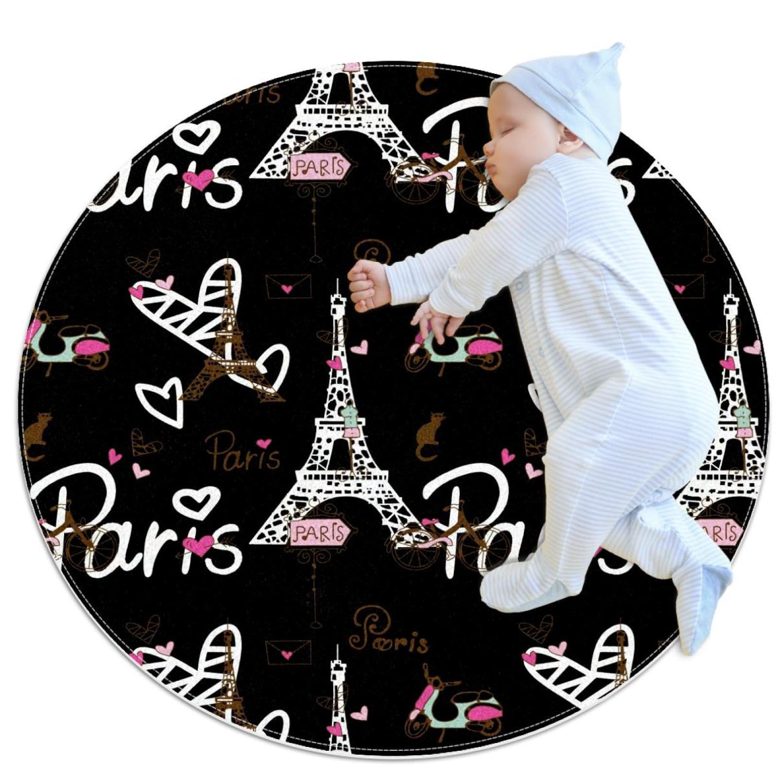 Tapis antidérapant tour Eiffel rond 1m absorbant pour douche