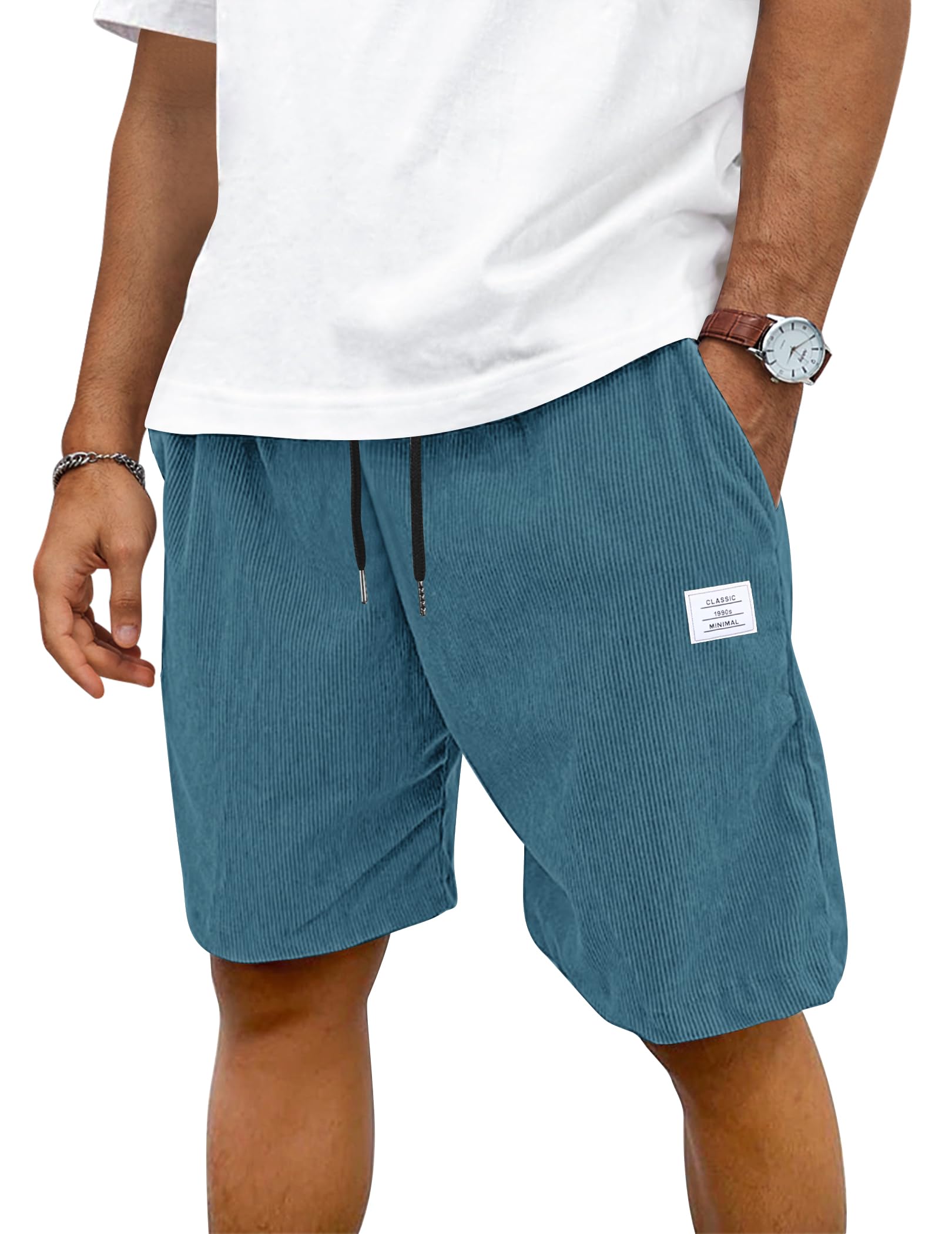 TARAINYA Velluto a Coste Pantaloncini Uomo Cotone Coulisse Estivi Causal Pantaloni Corti Uomo con Tasche