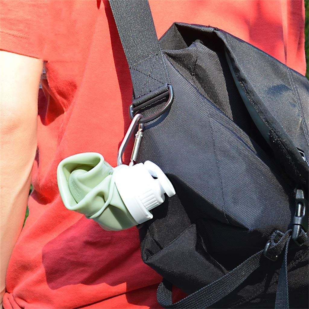 Bottiglia d'Acqua Pieghevole, 500ml Silicone A Tenuta Stagna Usato for Viaggi All'aperto Fitness, Verde