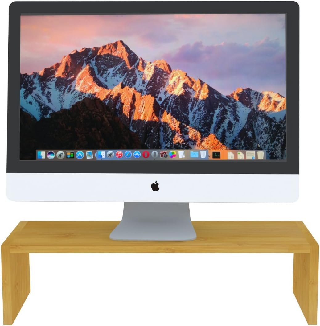 LIMAM Bamboo Computer Monitor Riser Stand with Storage Organizer, Laptop Cellphone TV Printer Stand Desktop Container (50CM A)
