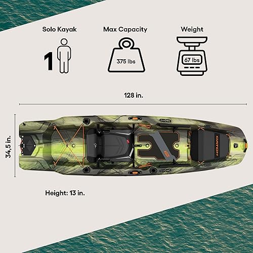 Miniatura 2 de Pelican Kayak de pesca Catch Mode 110  Kayak pescador premium con asiento de silla de césped  10.5 pies