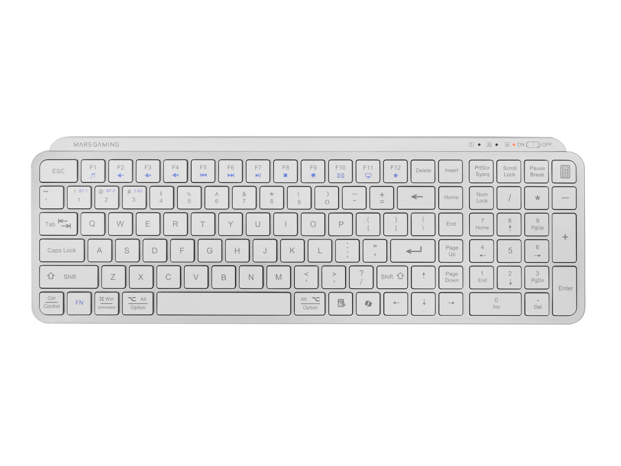 Teclado Compacto Inalámbrico Mars Gaming MK-SILENKEYS/ Blanco