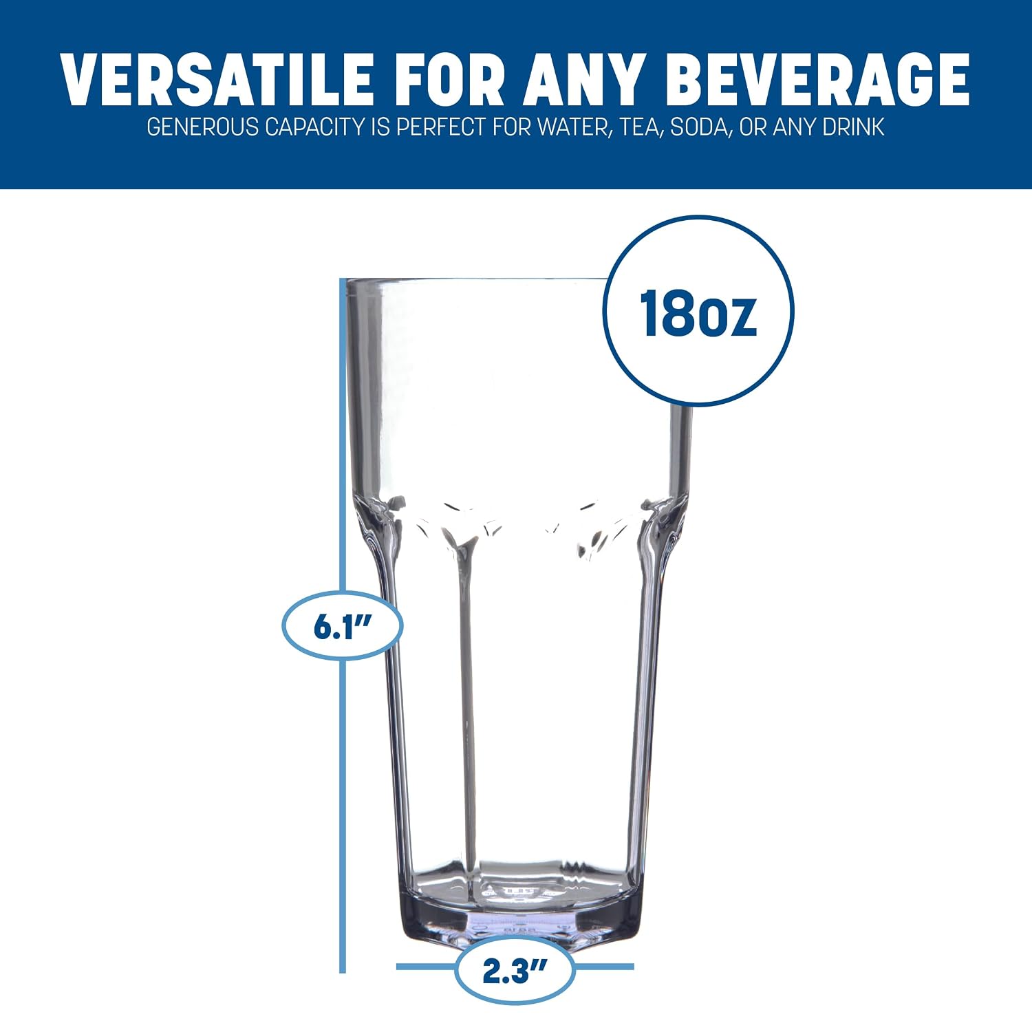 Carlisle FoodService Products Louis Tall Tumbler for Restaurants, Catering, Kitchens, Plastic, 18 Ounces, Clear, (Pack of 24)