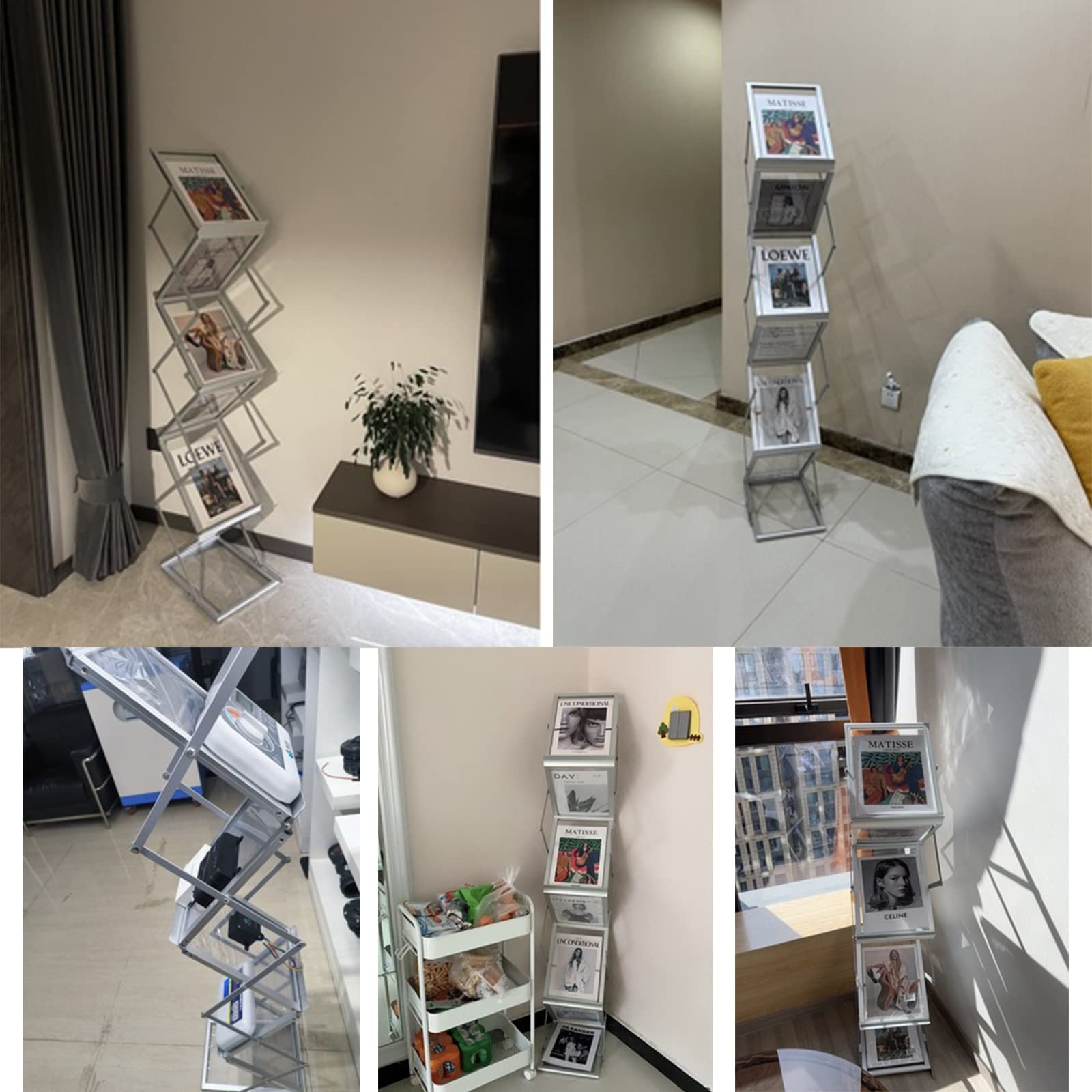 zeitungsständer Zeitschriftenhalter Aus Aluminium, Faltbares Katalog-Literatur-Display-Regal, 6 Taschen Pop-up Doppelseitige Broschüre Stand Für Büro, Geschäft, Ausstellung, Messe