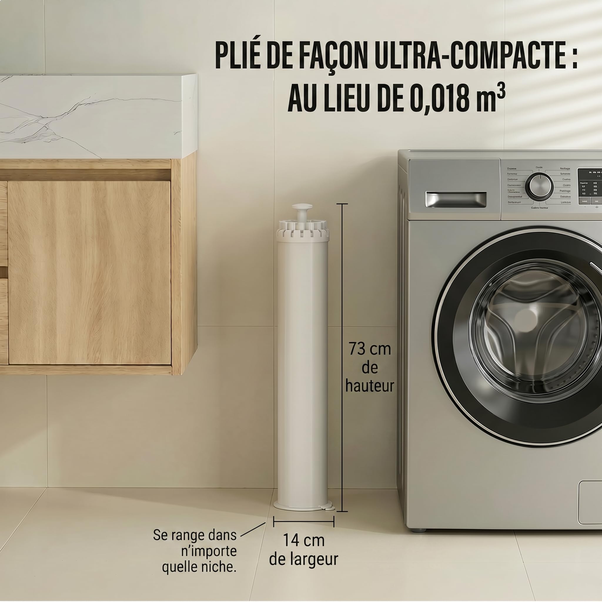 Étendoir à Linge Pliable 360° Pivotant – Séchoir à Linge Intérieur Extérieur Gain de Place avec 16 Bras en Acier Carbone, Étendoir Vertical Extensible pour Balcon, Camping, Buanderie