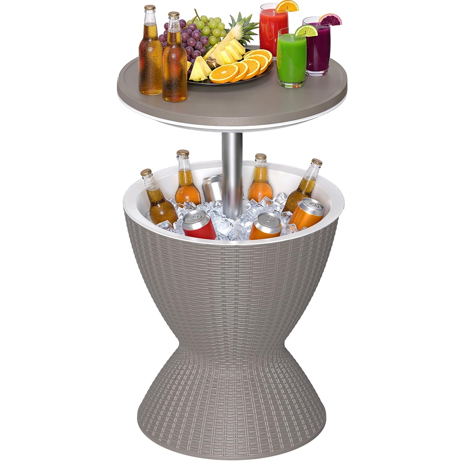 EFU Cooler Table, 8 Gallon Cooler Bar Table, Adjustable Height Multi-Functional Outdoor Cool Bar for Drinks Beer & Wine, with Drain Plug, Patio