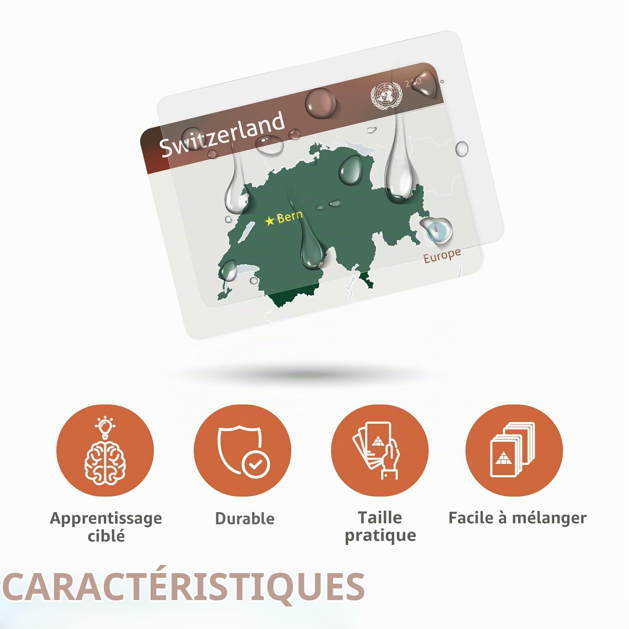 Collection de cartes éducatives avec drapeaux de pays (ensemble complet de qualité supérieure)