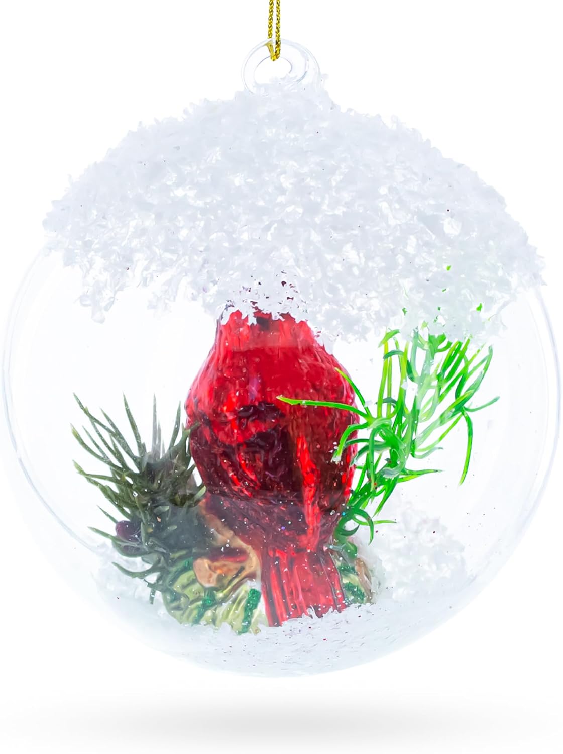 Red Cardinal Bird Encased in Glass Ball Christmas Ornament - Image 4