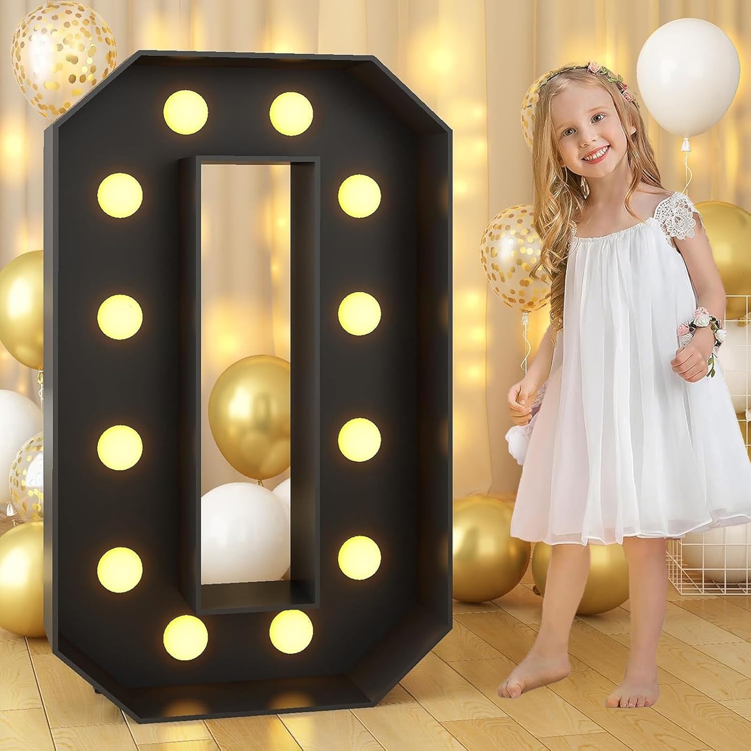 Marquee Light Up Numbers LED luminous Letters for 15th 50th Birthday Anniversary Party Wedding Decor Giant Mosaic Letters DIY Pre-Cut KT board Frame Kit(Number 0,120cm/4FT)
