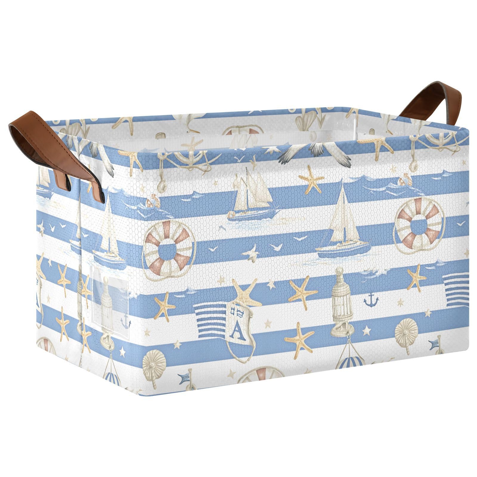 Boîte de rangement à rayures nautiques imperméable Mnsruu pour placard