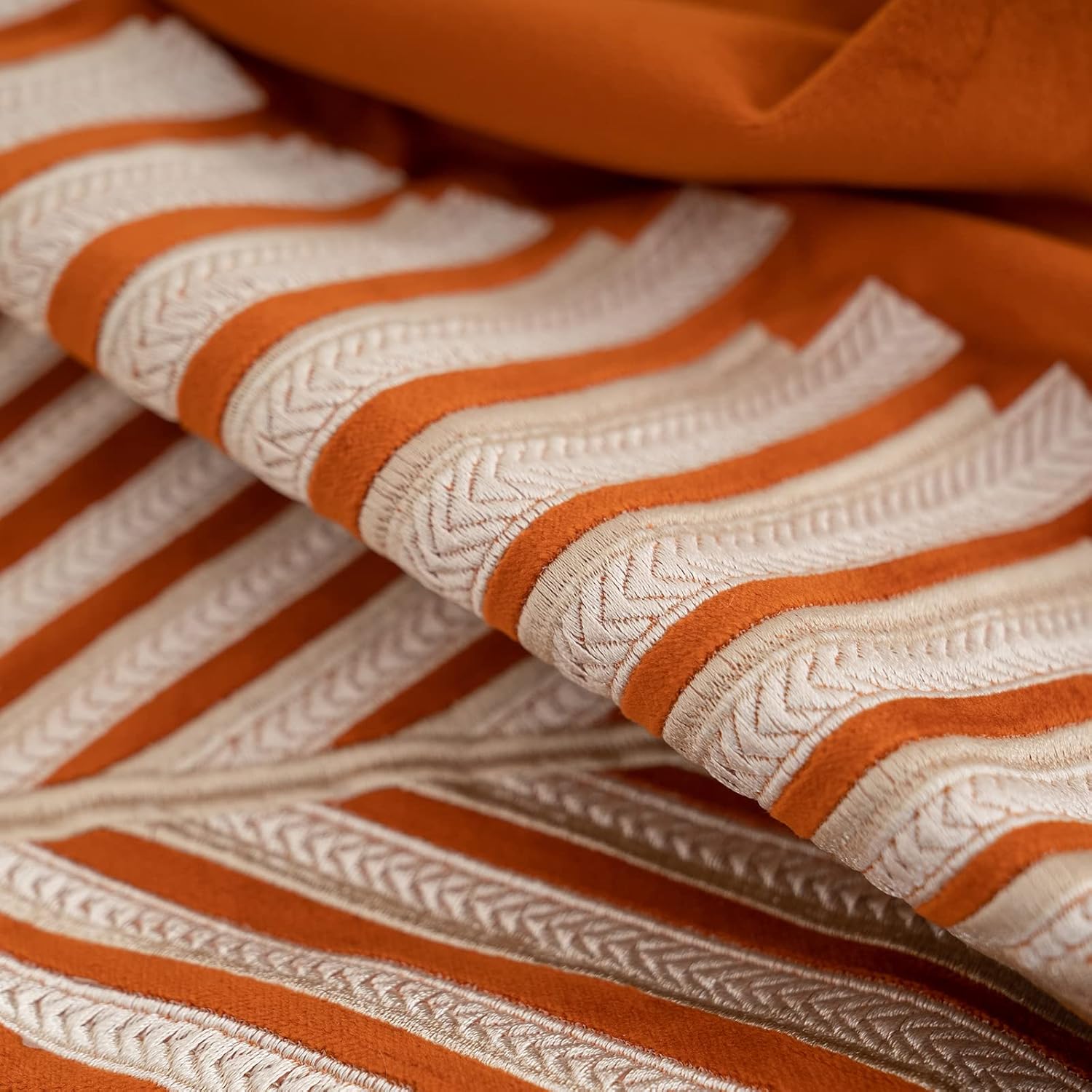 Aeckself Burnt Orange Farmhouse Throw Pillow Cover 20 x 20 Inch, Tree Leaves Embroidery Velvet Square Cushion Case Luxury Decorative Pillowcase for Couch Living Room Bedroom - Image 6