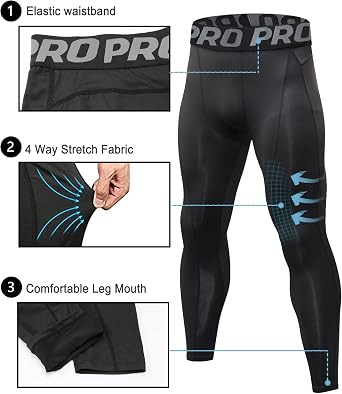 Mens Compression Leggings 2 Pack Running Gym Base Layer