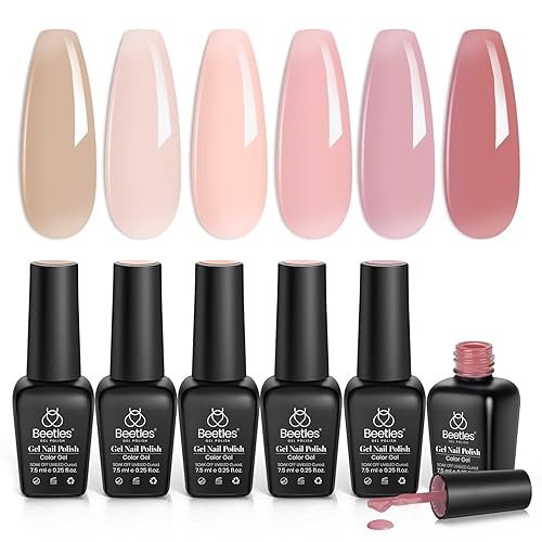 Miniatura 6 de beetles Gel Polish 6 uñas de gelatina brillante Giltter Lady with Dreams Collection con 6 esmaltes de gel de gelatina color rosa nude, rosa