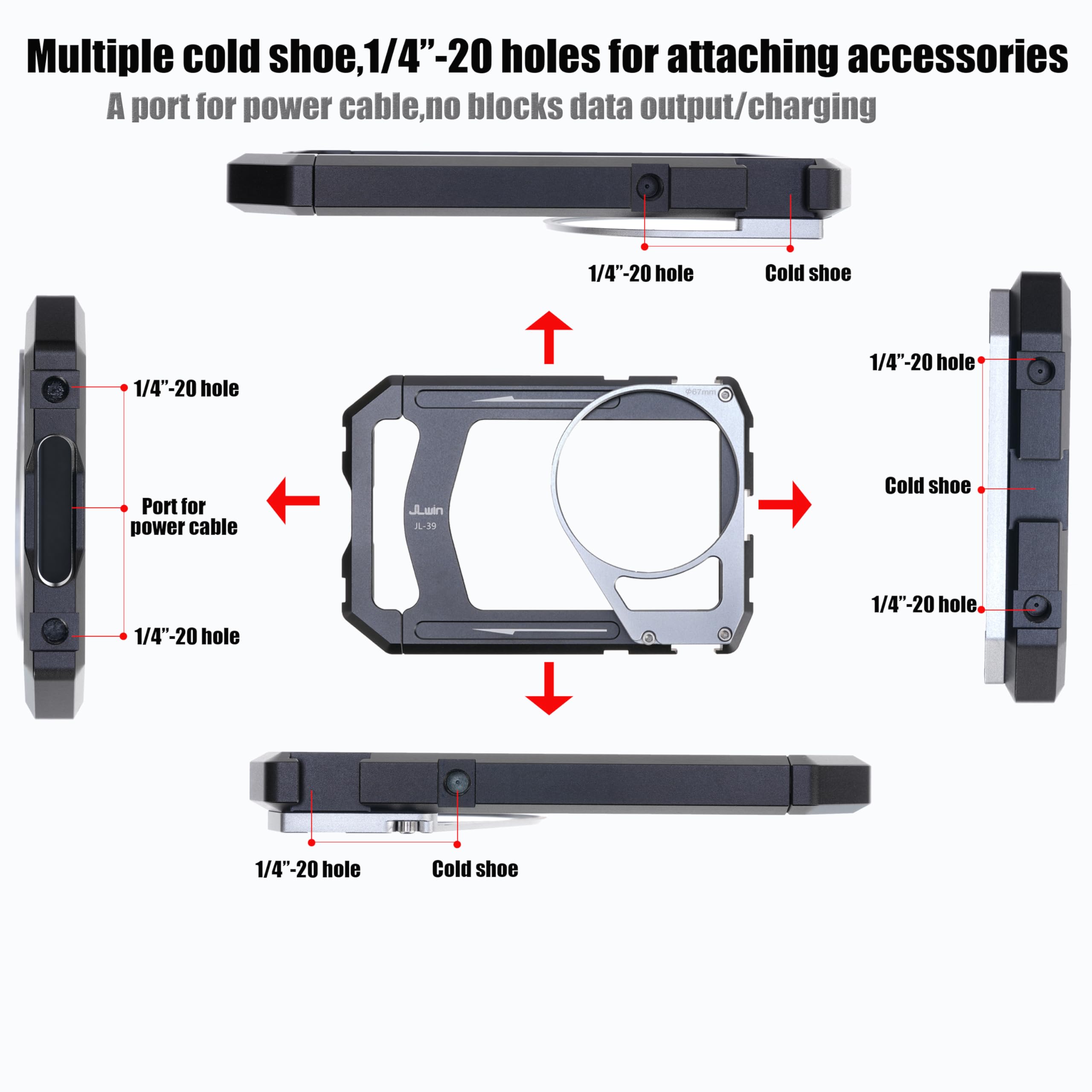 Fotga Kit gabbia per smartphone 4 in 1, stabilizzatore video con maniglie + microfono + luce LED + filtro ND per iPhone 17 16 15 Pro Max Samsung Cell Phone TikTok e YouTube Vlog Live Stream