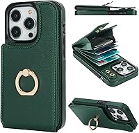 Vista 1 de Folosu Funda compatible con iPhone 14 Pro con soporte para tarjetas, rotación de 360°, soporte de anillo de dedo con función atril, bloqueo RFID