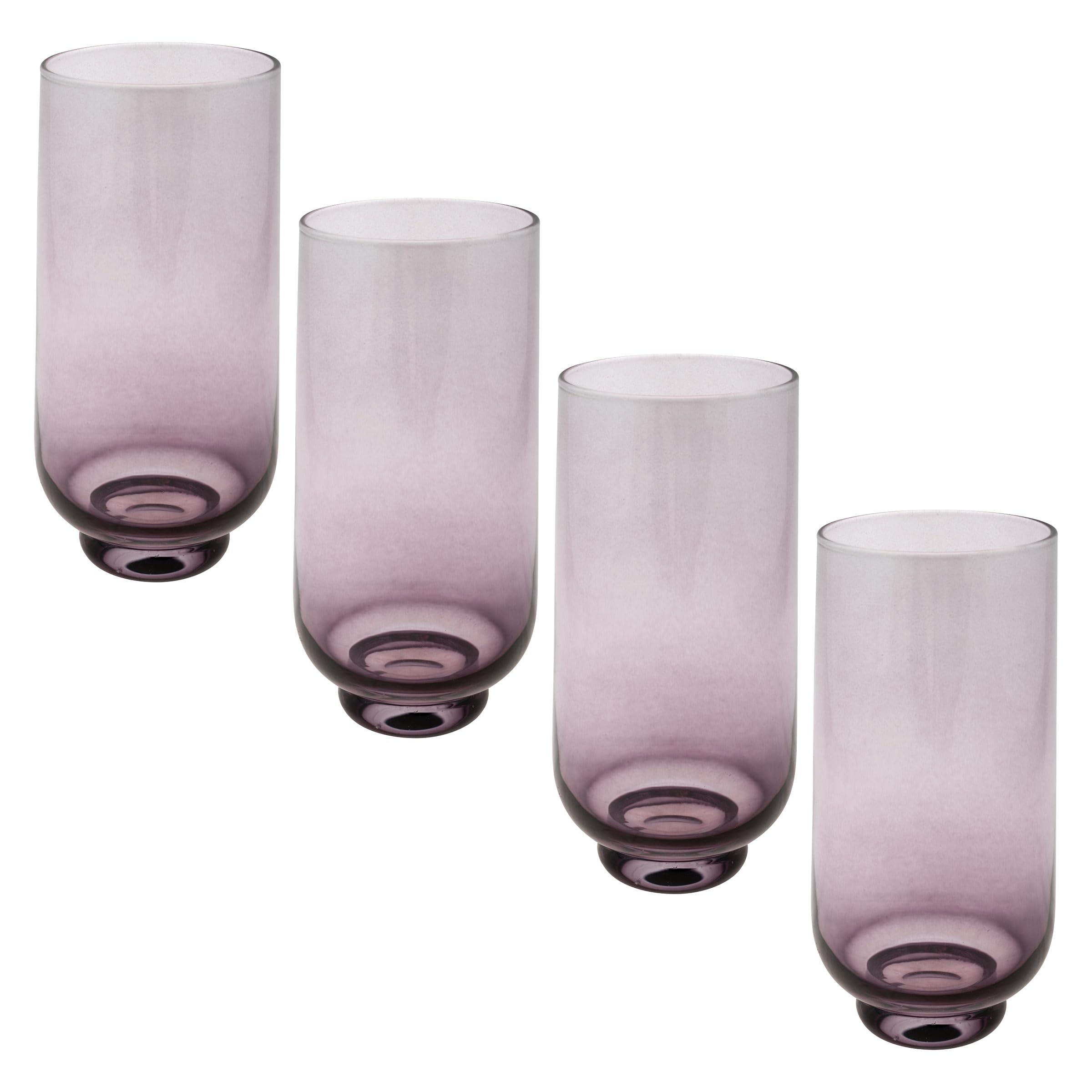 Karma 16oz Highball Glasses 4pc Tall Bar Glass Sets Glassware for Drinks Water Mojitos Juice or Beer Lexi
